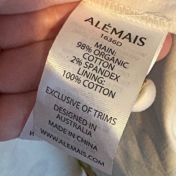 New ALEMAIS Effie puff sleeve midi dress in pearl - Picture 16 of 16